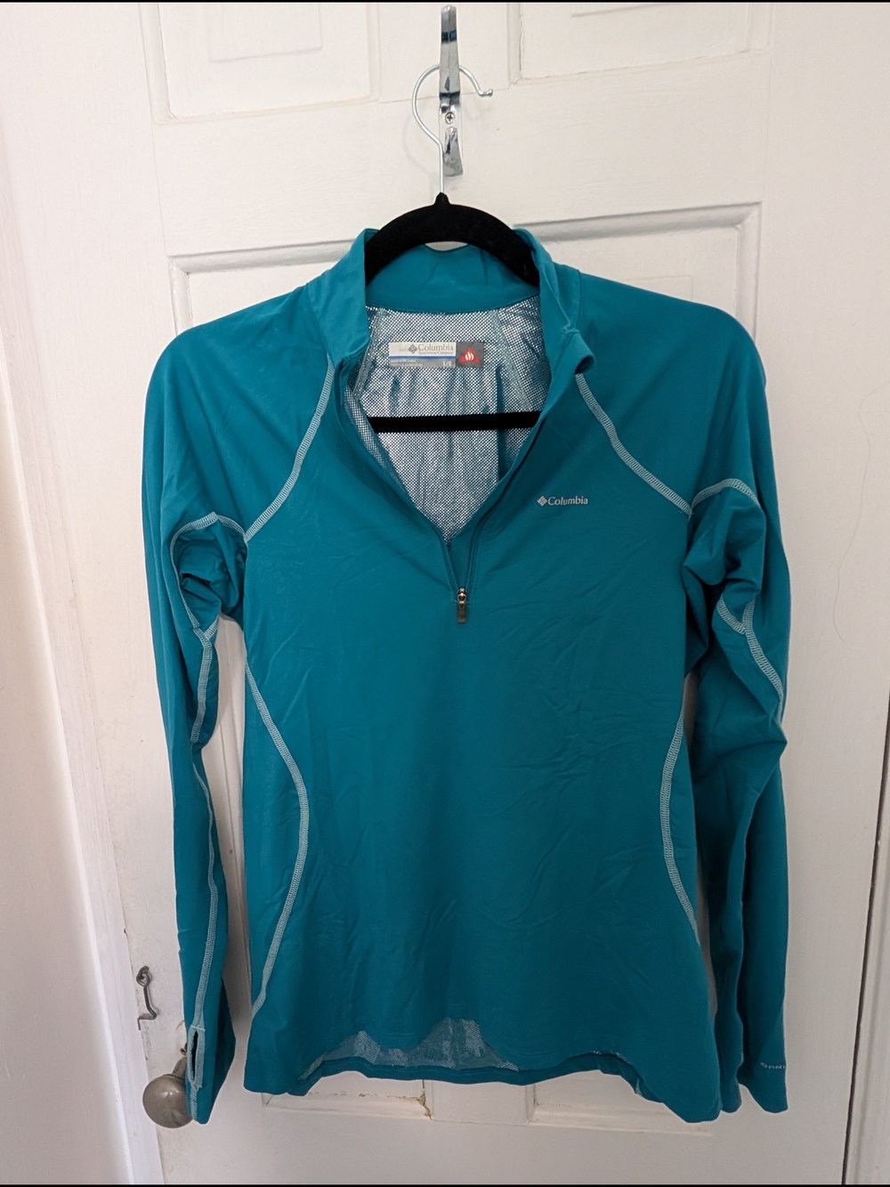 Columbia Teal Quarter-Zip Long Sleeve Performance Top Omniheat